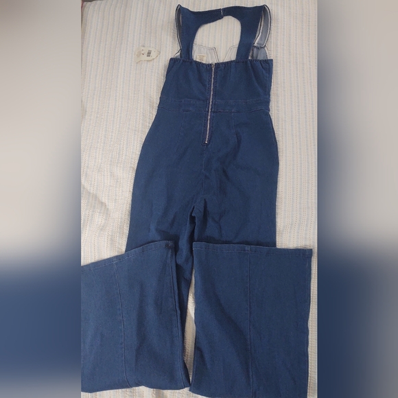 Elephant Leg Denim Jumpsuit - Picture 2 of 7